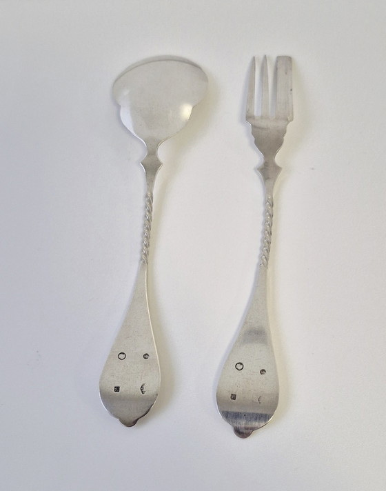 Image 1 of Designer 833 argento (valore argento puro 142,88 €) posate da pesce posate in argento Paesi Bassi 1890 AK 47