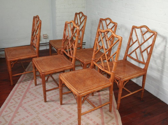 Image 1 of Set di 6 sedie vintage Chippendale in finto bambù (Jonathan Adler)