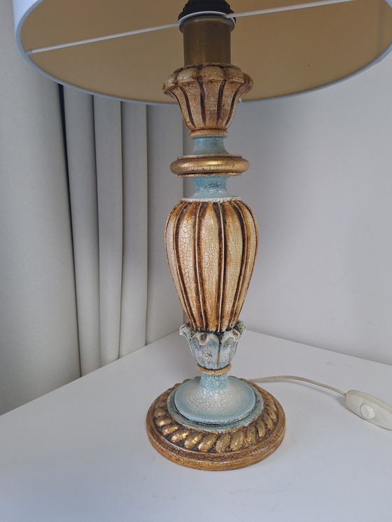 Image 1 of Barokke Lampenvoet Met Vintage Patina En Moderne Kap