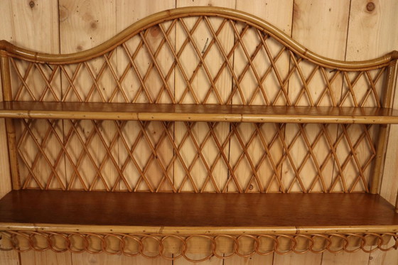 Image 1 of Par de estantes de pared de ratán atribuidos a Audoux Minet