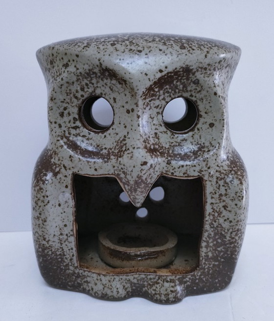 Image 1 of bougeoir chouette grès vintage