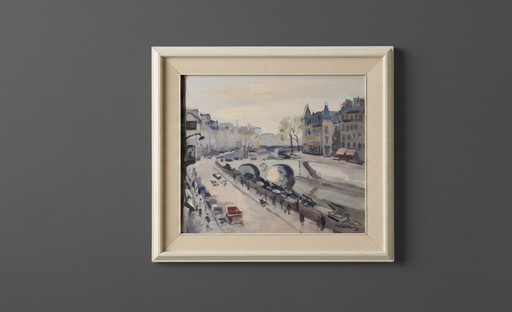 Jan Korthals (1916-1972) Vue de la ville avec un pont - signé