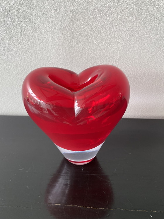 Image 1 of Vintage Murano Red Heart Vase attributed to Salviati Cuoricino Model