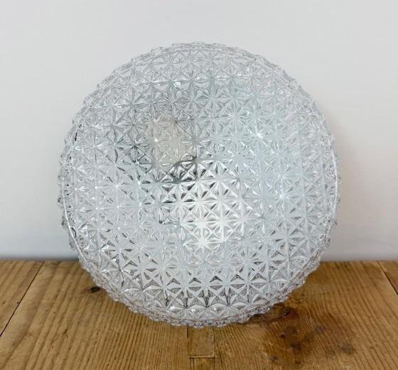 Lampada da parete o Plafoniera in vetro vintage, anni '70, Plafoniere, Metallo, Trasparente, Modern (foto 6 di 14)