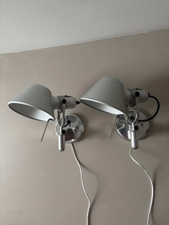 Image 1 of Set of two Artemide Tolomeo Faretto wall lamps silver aluminum