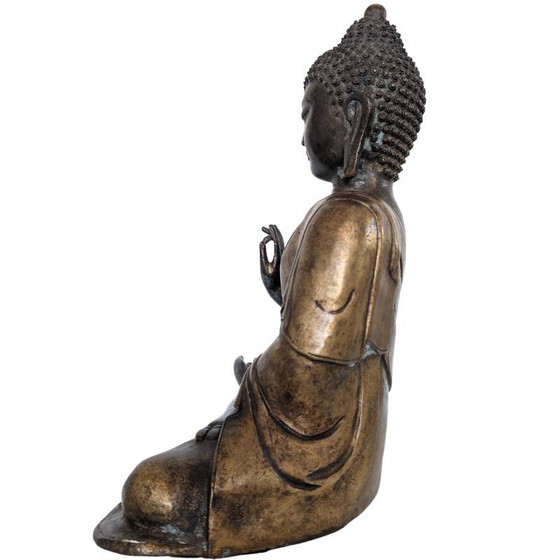 Buda chino sentado con rastros de dorado y marca de laca estampada, lote 190 – Esculturas, Bronze (photo 7 of 15)