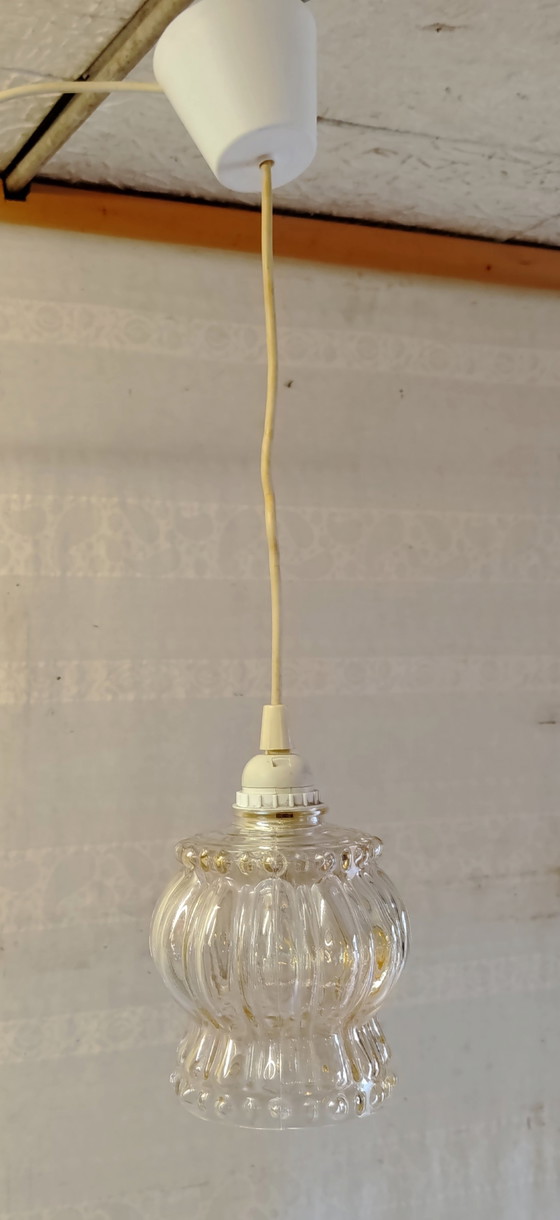 Molded Glass Globe Pendant Light - Mid-20th Century – Pendant lamps (photo 8 of 8)