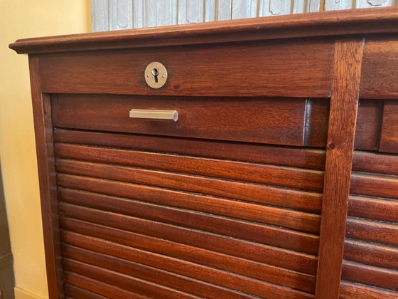 Roller shutter cabinet Filing cabinet Music cabinet Art Deco 1930 French – Storage cabinet, Aluminium (photo 5 of 15)