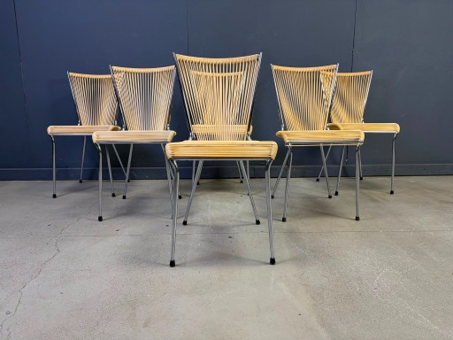 Sillas vintage 'Scoubidou', juego de 6 - década de 1960 – eetkamerstoelen, Metal, Plastic