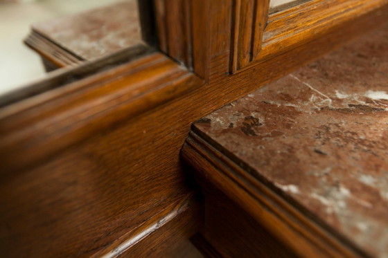 Image 1 of Vestiaire Napoléon III en noyer fin 19e, 3 miroirs, marbre