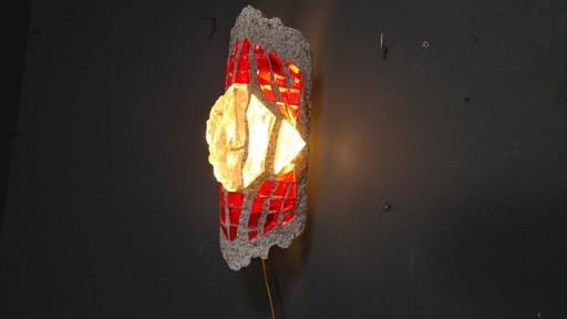 Applique murale brutaliste en ciment et verre, années 1960