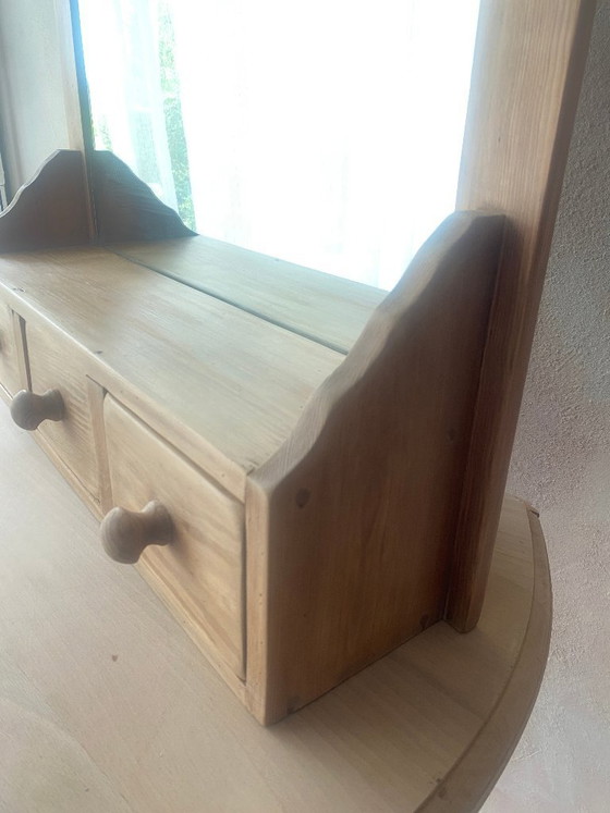 Image 1 of Estantería de pared antigua con espejo y 3 cajones - estilo tocador