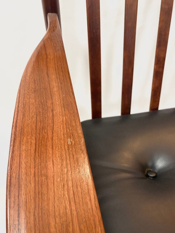 Image 1 of Original 1950s armchair from Denmark – teak wood & black Skai leather * Mid-Century * Vintage