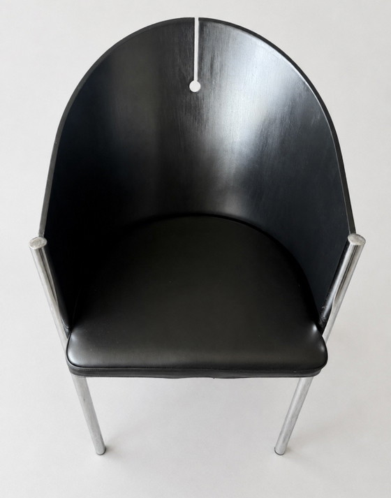 Set of 4 Vintage Segis Chairs, Attributed to Philippe Starck – Dining chairs, Chrome, Leather (photo 14 of 15)