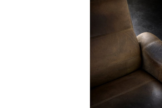 Image 1 of Originele vintage brutalistische DS-50 loungestoel van De Sede, bekleed met buffelleer, jaren 70.