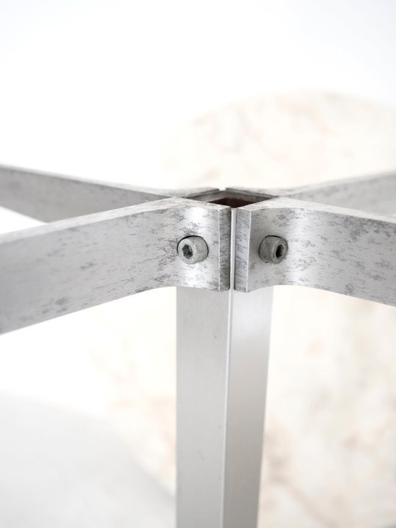 Image 1 of Vintage table with white marble and stainless steel base