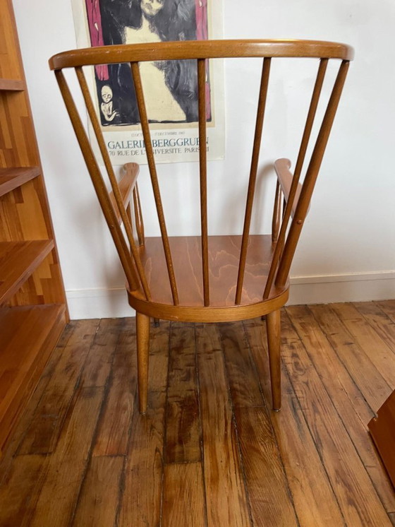 Image 1 of Poltrona in legno a forma di ventaglio Baumann, anni '60