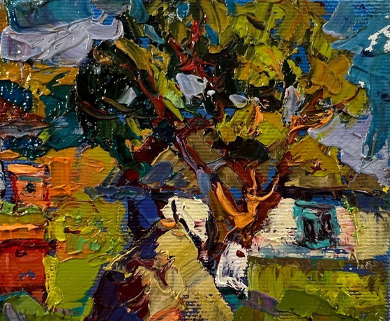 Original Oil Painting Rural Life Landscape Summer Day In The Village – Paintings & Drawings, Canvas (photo 4 of 8)