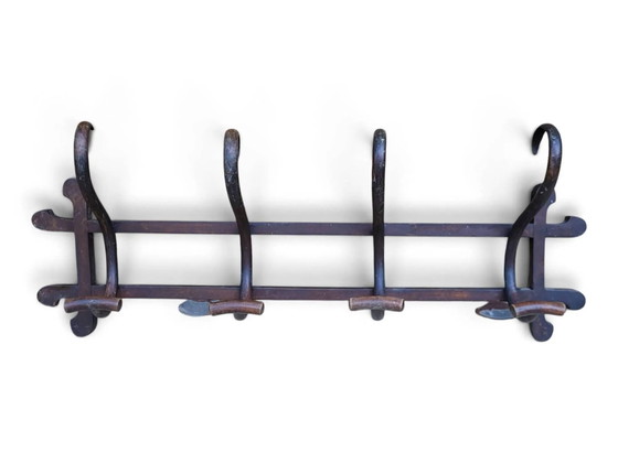Wall coat rack / 4 hooks in the style of Thonet – Wood, Art Nouveau (photo 3 of 8)