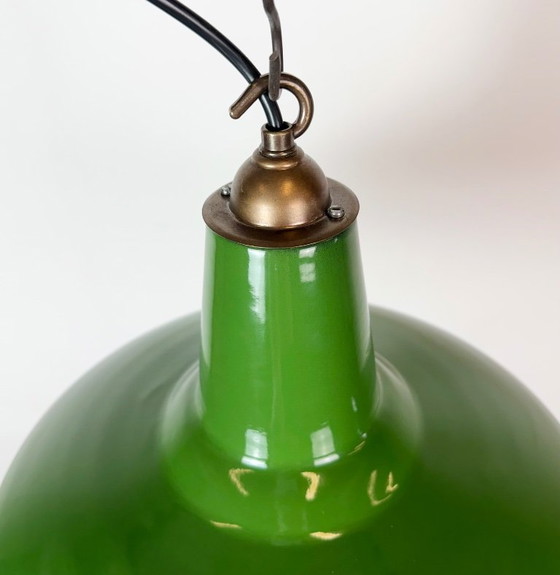 Lámpara colgante industrial de esmalte verde de Jackson Electrical Co., década de 1960 – Lámparas colgantes (photo 7 of 18)