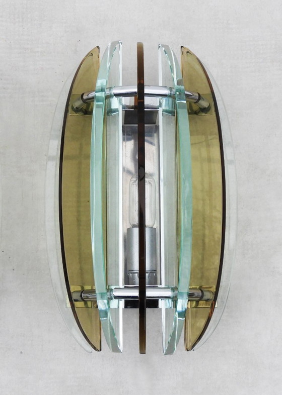 Image 1 of Coppia di applique da parete in vetro Veca, metà secolo, Italia, circa 1970