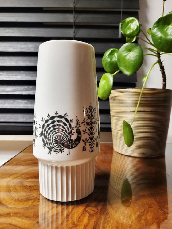 Image 1 of Vintage vase with peacock motif, Krautheim, Bavaria, porcelain, 1970s