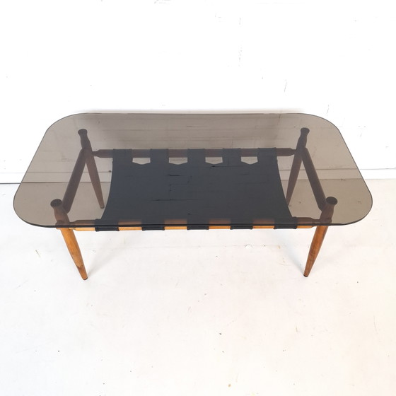 Table basse vintage en teck, design danois des années 1970, avec verre fumé. – Tables basses, Wood, Glass (photo 3 of 10)