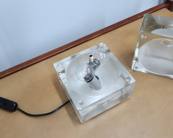Image 1 of Lampada da tavolo Cubosfera anni '60 di Alessandro Mendini per Fidenza Vetraria