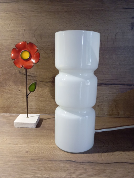 Table lamp white glass opaline space age style 1980/90