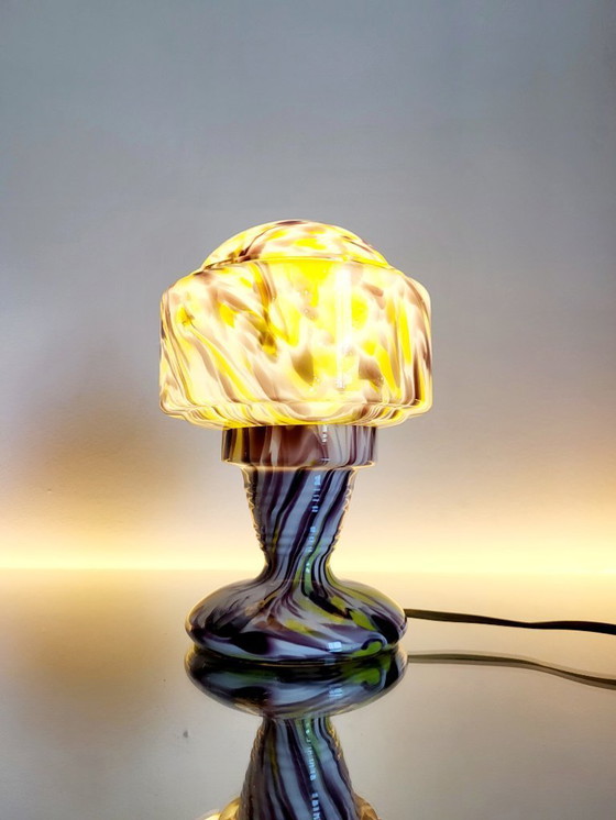 Image 1 of Lampe de table Art déco en verre opalin multicolore, Verreries de Scailmont, Henri Heemskerk, Belgique,années 1930