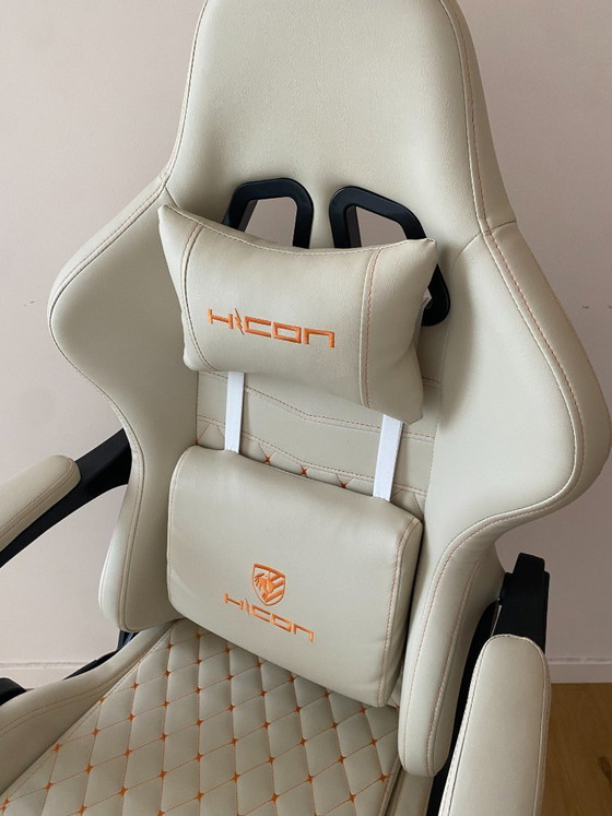 Image 1 of Sedia da gaming Hicon in similpelle beige