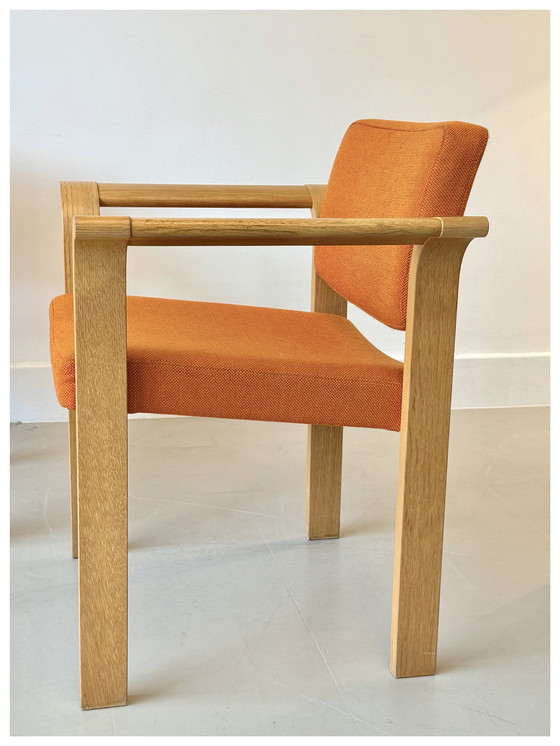 Image 1 of Juego de 2 sillas Magnus Olesen naranjas, Dinamarca, años 70 