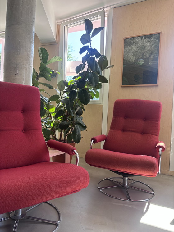 Gelderland 400 Draaifauteuil – Jan des Bouvrie – Rood – Vintage Design – Draaistoelen, Textile, Wool (photo 6 of 6)