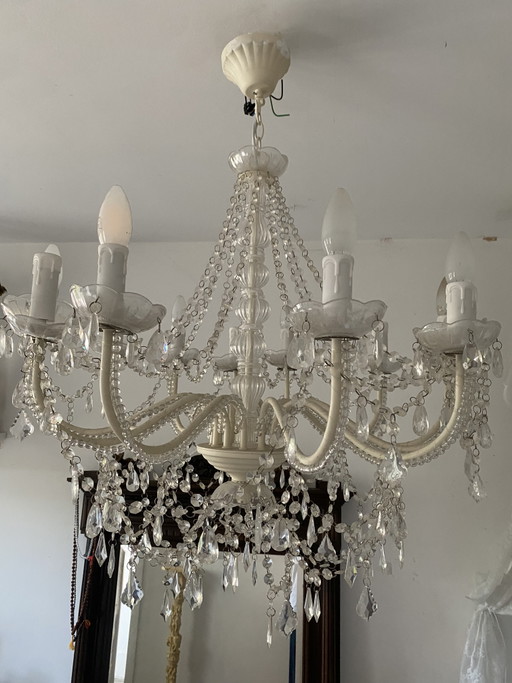 Vintage Renaissance Elfenbein Kristall Kronleuchter – kroonluchters, Crystal (photo 2 of 5)