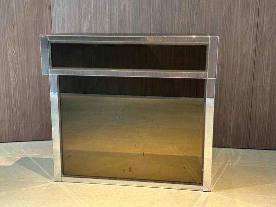 Getränkeschrank Siebzigerjahre, Glas, Metall, Schwarz (Foto 4 von 5)