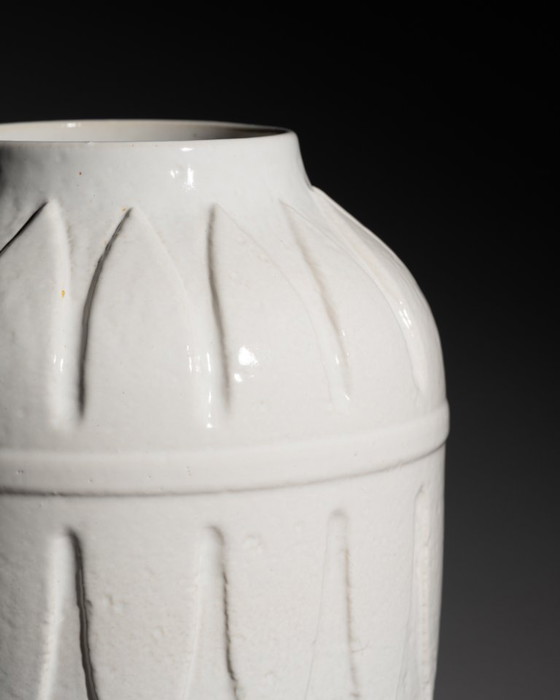 Image 1 of Vase de sol blanc Bay Keramik (modèle 8040), céramique ouest-allemande des années 1960-1970, H 40 cm