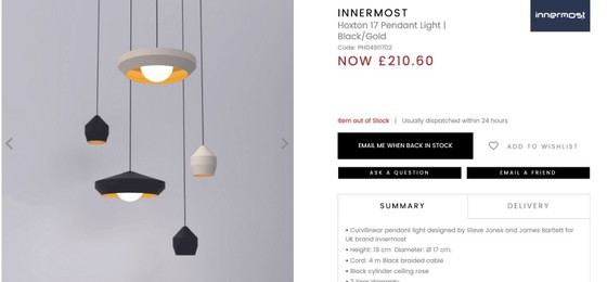 Image 1 of Innermost Hoxton 17 hanglamp wit/goud, nieuw in verzegelde doos, adviesprijs £210