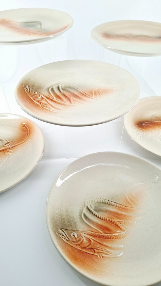 Set van 6 visborden – Saint-Amand aardewerk, vintage jaren 50-60 – saint arnand, Servies, Ceramic (photo 4 of 18)