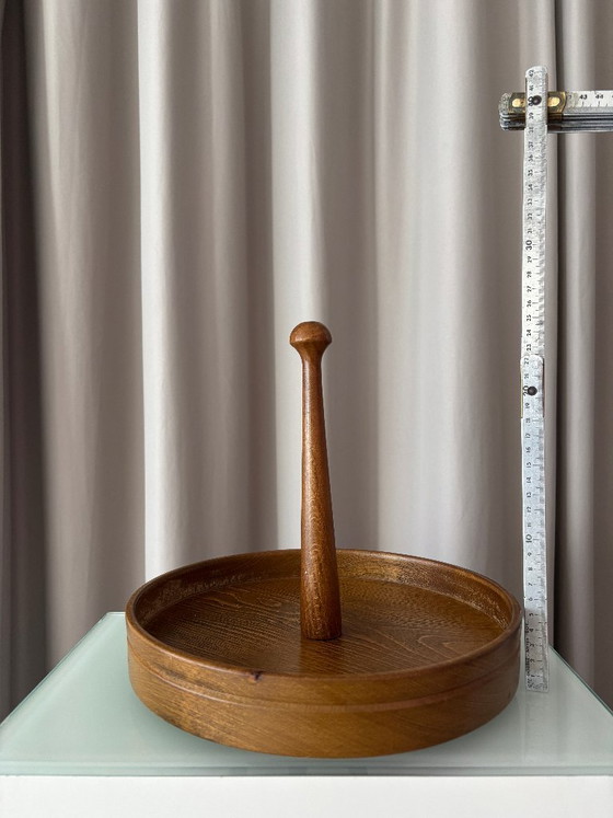 Vintage Wooden Serving Tray with Central Handle, Table accessories, Brown (photo 7 of 9)