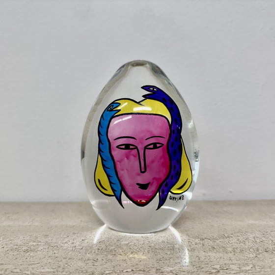 Image 1 of Ulrica Hydman Vallien für Kosta Boda handbemalter Briefbeschwerer