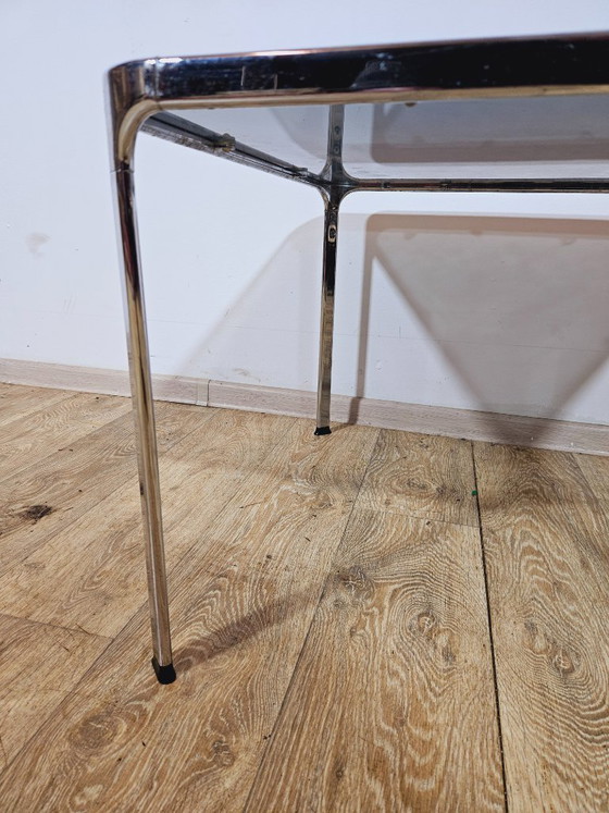 Image 1 of Mid-Century Modern Coffee Table – Chrome and Smoked Glass, Italy, 1970s.