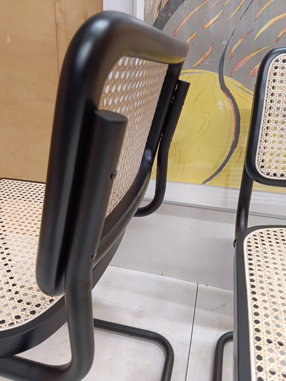 Image 1 of ALIVARMVSEVM 104. SET of 2 CESCA B32 Chairs (NEW) in Black Frame Limited Edition 