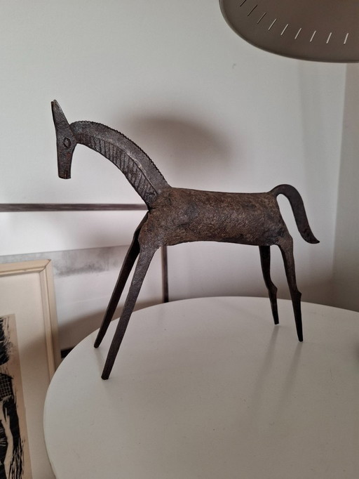 Vintage wrought iron horse sculpture