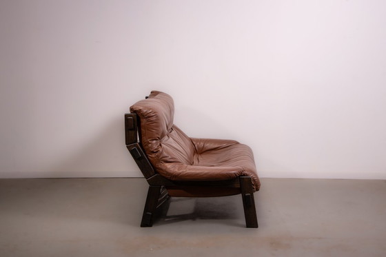 Image 1 of Divano e poltrona brutalisti olandesi disegnati da Gerard Van den Berg per Montis. Circa 1980