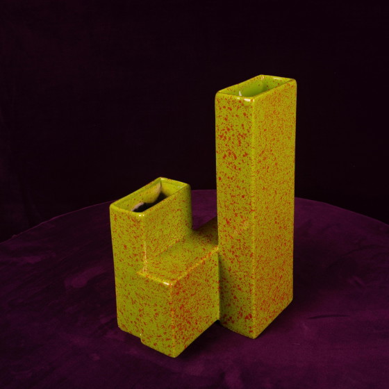 Geometrische dubbelkoloms keramische vaas Space Age, Italië 1970 – Plantenbak, Ceramic (photo 13 of 20)