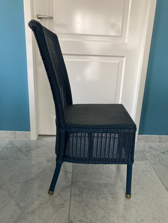 Image 1 of 4x dunkelblaue originale Lloyd Loom Esszimmerstühle