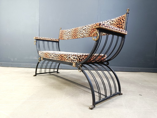 Banc Curule de style Maison Jansen, années 1960