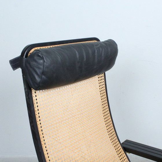 Image 1 of 1980s Lounge Chair — Wiener Weave & Leather — Adjustable Backrest — Vintage Scandinavian-Style Statement