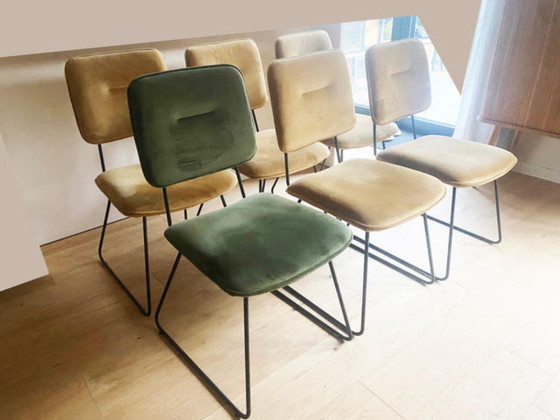 Image 1 of 6 Velvet Chairs – Black Steel Frame