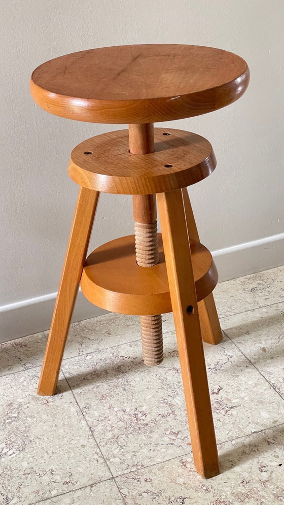 Image 1 of TABOURET with Screws Solid Beech VINTAGE